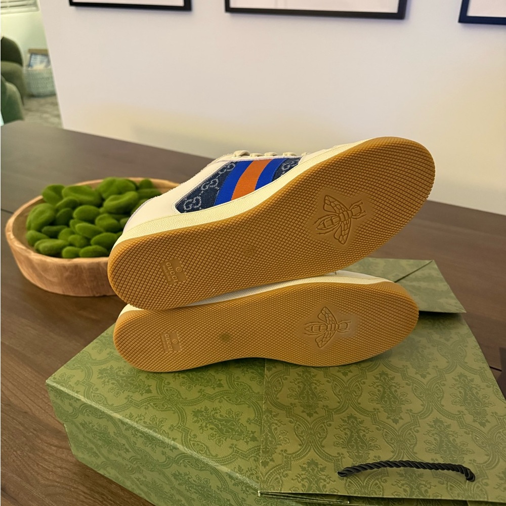 Gucci Cream and Blue Sneakers - Picture 15 of 16